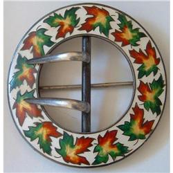 ANTIQUE STERLING SILVER ENAMEL CLOISONNE BUCKLE#1968834
