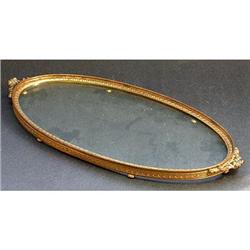 APOLLO Ornate Brass and Glass Oval Tray #1969112
