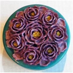 German Purple Flowers Elfiware Powder Jar #1969143