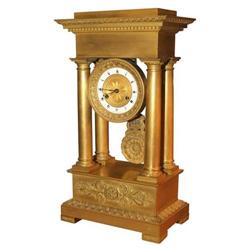 French Restauration Gilt-Bronze Portico Clock #1969303