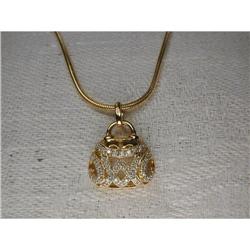 Estate 18K YG Diamond Purse Bag Pendant Charm #1969388