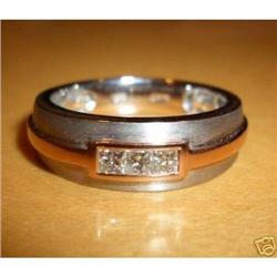 Mens 14K White Gold Princess-cut Diamond Ring #1969705