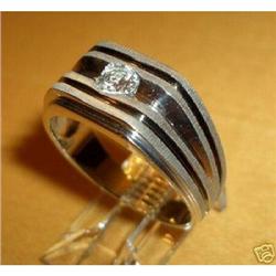 Mens 14K White Gold Diamond Wedding Ring #1969706