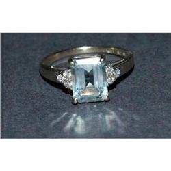 14K  gold  Aquamarine Ring & 6  diamonds #1969711