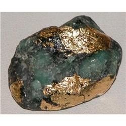 66.20ct ROUGH EMERALD & 23kt YELLOW GOLD GEM #1969721