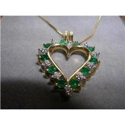 Emerald and Diamond Heart Pendant #1969738