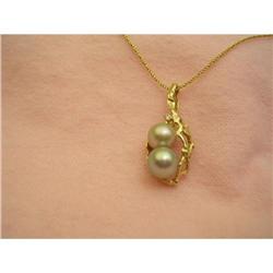 Unique Gray Tahitian Pearl Pendant  - Diamonds #1969744