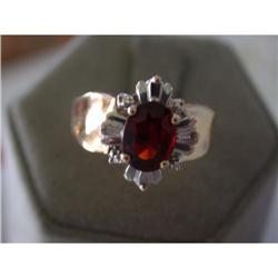Vintage Garnet and Baguette Diamond Ring #1969748
