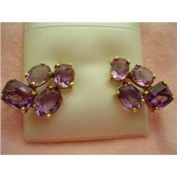 Vintage Amethyst Cluster Clip-on Earings 14K YG#1969759