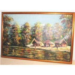 Africa Congo Painting Village scene of Kasai #1969788