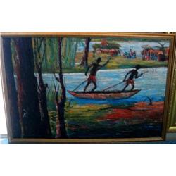 Africa Fischermen in a Boat at the Congo River #1969827