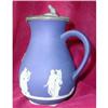Image 1 : JASPERWARE Wine JUG, w/ Pewter Lid -ANTIQUE- #1985410