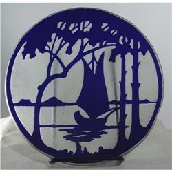 Art Nouveau French Cameo Glass Plate Landscape #1991733