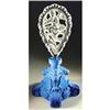 Image 1 : CZECH LAPIS GLASS COLOR PERFUME BOTTLE CHERUBS #1992053