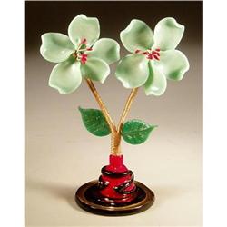 (6) VINTAGE CZECH GLASS FLOWER PLACE CARD #1992109