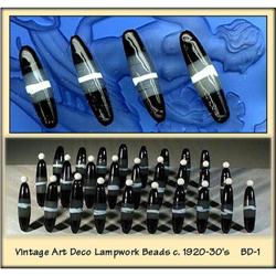 100 VINTAGE ART DECO ZEBRA LAMPWORK BEADS #1992142