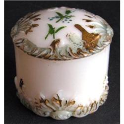 Milk Glass Victorian Decorated Powder Jar #1992174