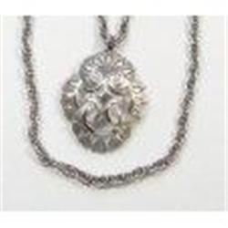 Trifari Silvertone Pendant Double Strand Chain #1992187