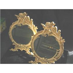 PAIR  OF ANTIQUE CAST IRON CHERUB EASEL FRAMES #1992453