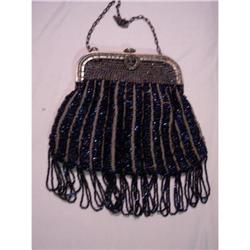 Blue Carnival Glass Beaded Purse #1992475