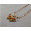 Estate 14K YG Enamel Butterfly Charm Pendant #1992799