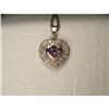 Estate 14K WG Diamond Amethyst Heart Pendant #1992808