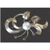 18k 1950's gold leaf pin with 10mm pearl #1992820