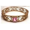 vintage Deco 1920?s hinged pink glass BRACELET #1992848