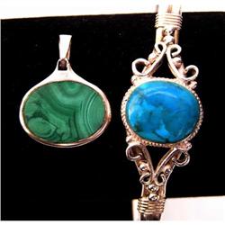 Tourquoise & Silver Bracelet and Pendant #1992981