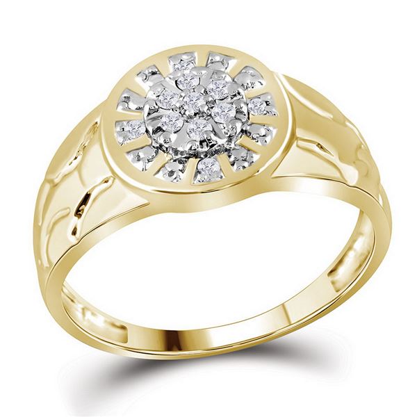 Yellow-tone Sterling Silver Mens Diamond Cluster Nugget Ring 1/8 Cttw Yellow-tone Sterling Silver