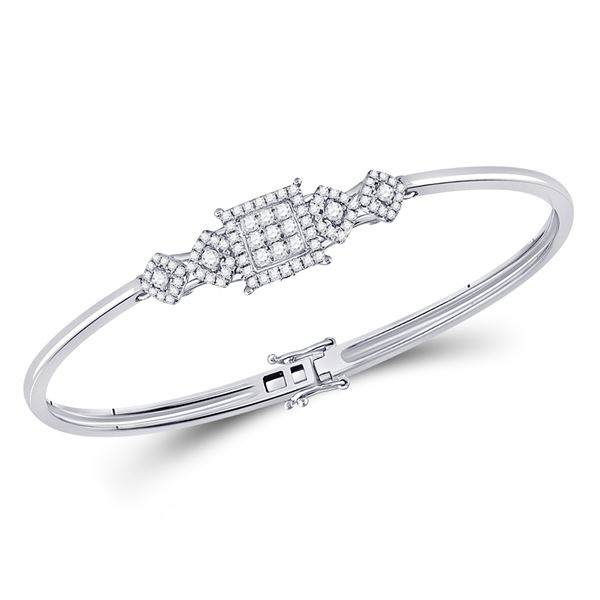 Diamond Fashion Cluster 5-stone Bracelet 3/4 Cttw 14kt White Gold