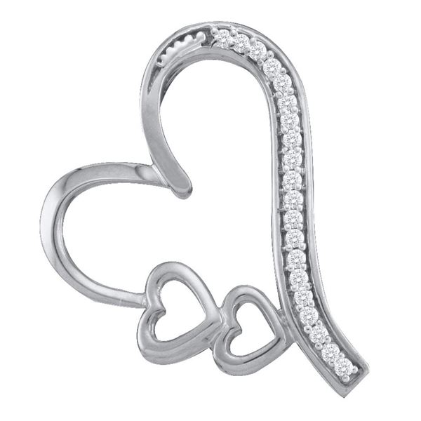 Diamond Triple Heart Pendant 1/20 Cttw 10kt White Gold