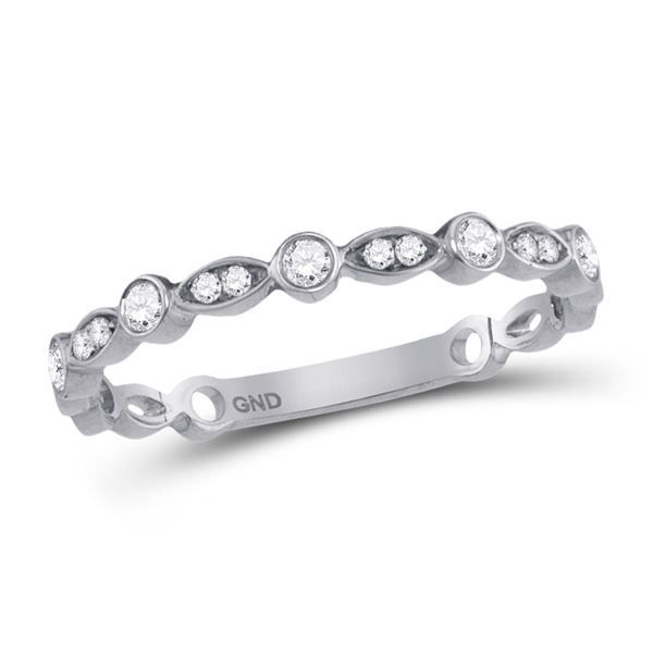 Diamond Classic Stackable Band Ring 1/6 Cttw 10kt White Gold