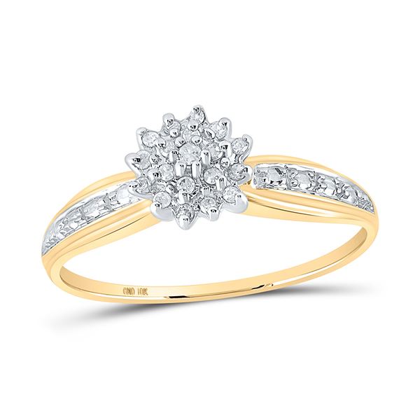 Diamond Cluster Ring 1/10 Cttw 10kt Yellow Gold