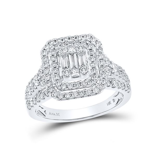 Baguette Diamond Cluster Ring 1-1/5 Cttw 14kt White Gold