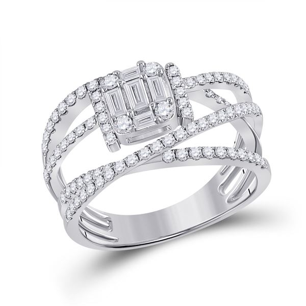 Baguette Diamond Fashion Ring 1 Cttw 14kt White Gold