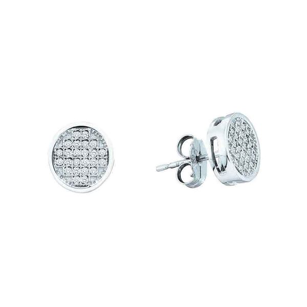 Diamond Circle Cluster Earrings 1/10 Cttw 10kt White Gold