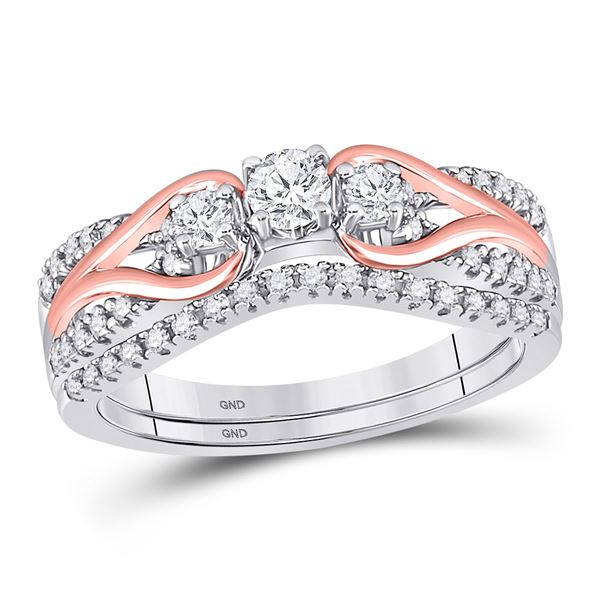 Diamond Bridal Wedding Ring Band Set 5/8 Cttw 10kt Two-tone Gold