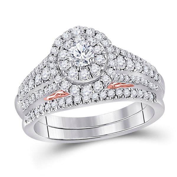 Diamond Bridal Wedding Ring Band Set 1 Cttw 14kt Two-tone Gold