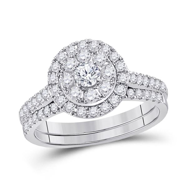 Diamond Bridal Wedding Ring Band Set 1 Cttw 14kt White Gold