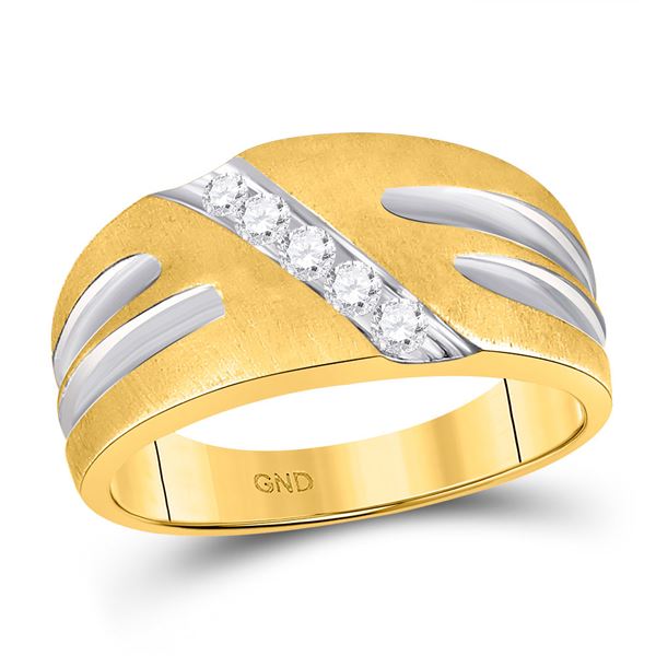 Mens Diamond Band Ring 1/4 Cttw 10kt Two-tone Gold