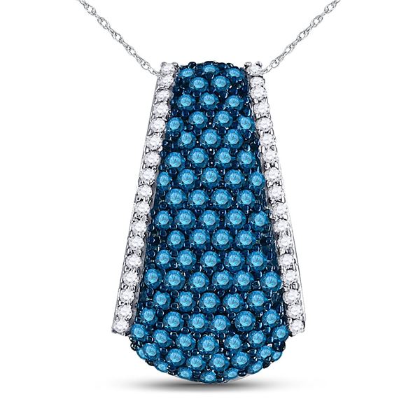 Blue Color Enhanced Diamond Fashion Pendant 1 Cttw 10kt White Gold