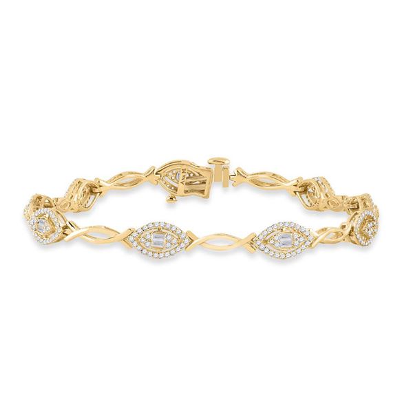 Baguette Diamond Fashion Bracelet 1 Cttw 14kt Yellow Gold