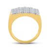 Image 3 : Mens Channel-set Diamond Square Stripe Cluster Ring 1-1/2 Cttw 14kt Yellow Gold