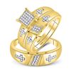 Image 1 : His Hers Diamond Cross Matching Wedding Set 1/12 Cttw 10kt Yellow Gold