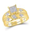 Image 2 : His Hers Diamond Cross Matching Wedding Set 1/12 Cttw 10kt Yellow Gold