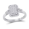 Image 1 : Baguette Diamond Rectangle Fashion Ring 1/2 Cttw 14kt White Gold