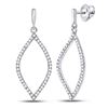 Image 1 : Diamond Oval Outline Dangle Earrings 1/4 Cttw 10kt White Gold