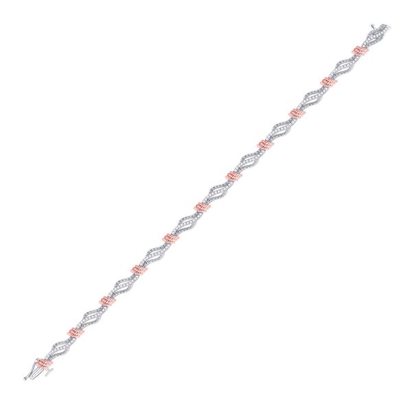 Diamond Rose-tone Rope Bracelet 1/2 Cttw 10kt White Gold