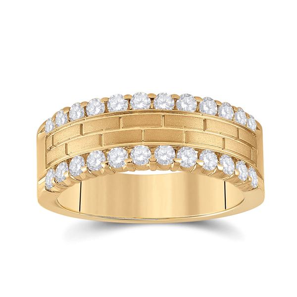 Mens Diamond Wedding Brick Band Ring 1 Cttw 10kt Yellow Gold